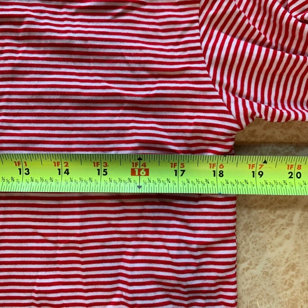 Pajama Set Small Red White Striped V-Neck Long Sleeve Loungewear Holiday Cozy